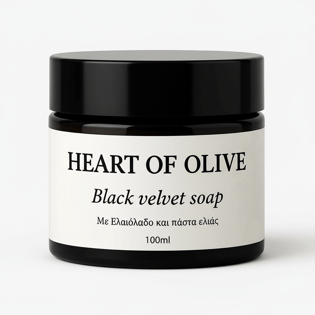 Heart of olive Black Velvet Soap 100ml Φυσικό Σαπούνι με Ελαιόλαδο και Πάστα ΕλιάςΣαπούνιαHeart of olive