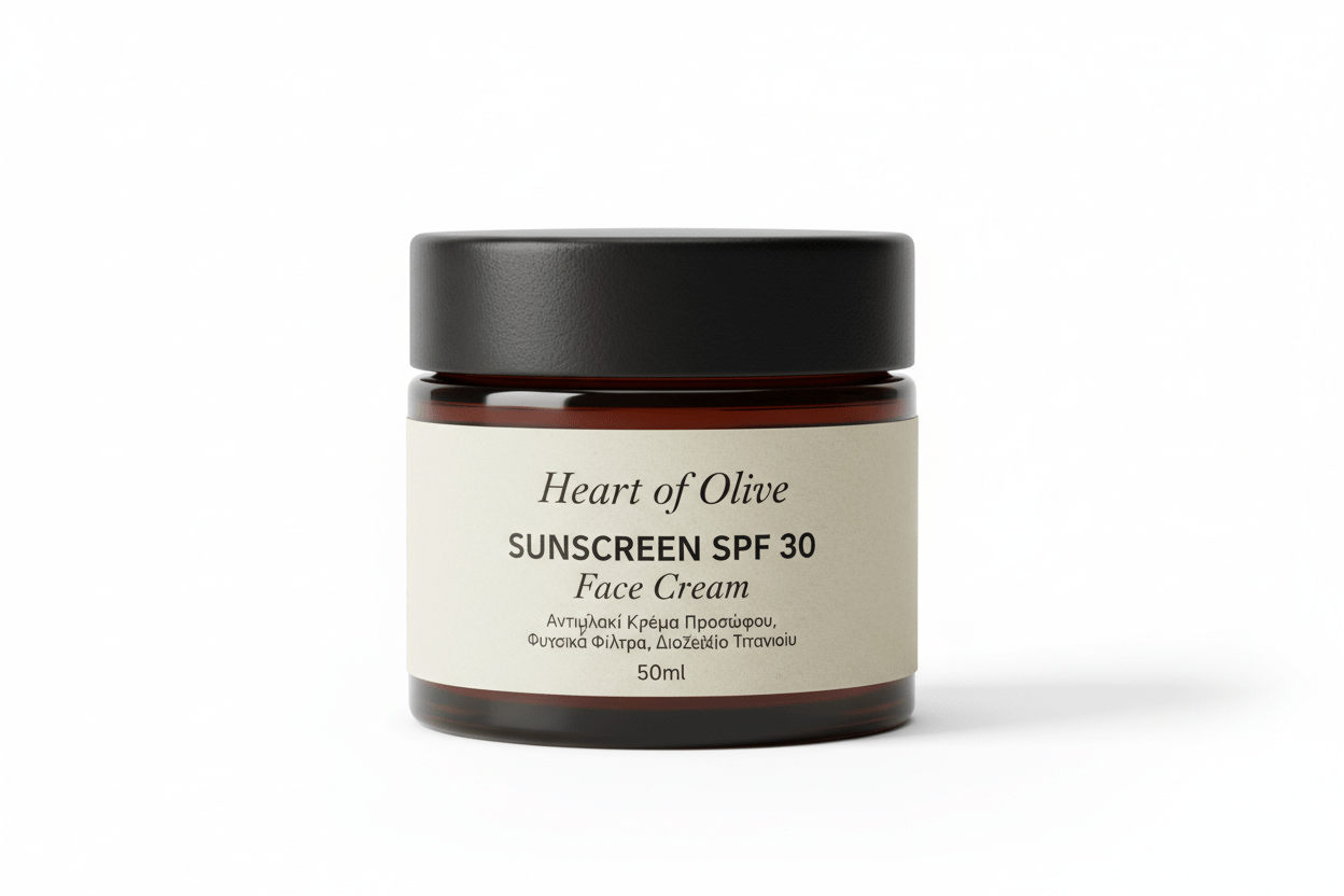 φυσική Αντιηλιακή κρέμα προσώπου SPF 30 - Heart of olive